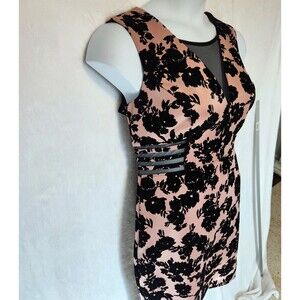 En Focus Studio Women's 12 Dress Pink Black Velvet Burnout Floral Mesh Cutouts
